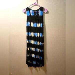 Design History Black and Blue Tie-Dye Midi Dress